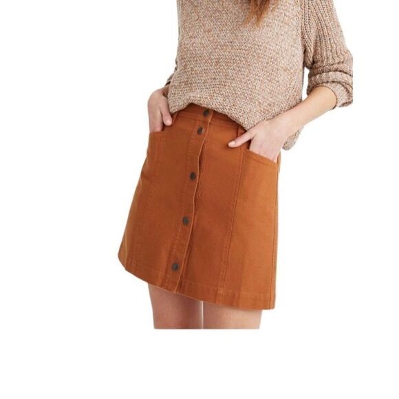 Cognac faux suede feel mini seam details and side pockets has front buttons - Picture 1 of 9